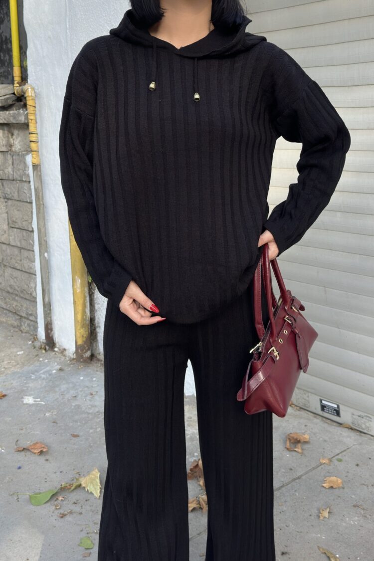 Black Striped Oversized Fit Casual Suit