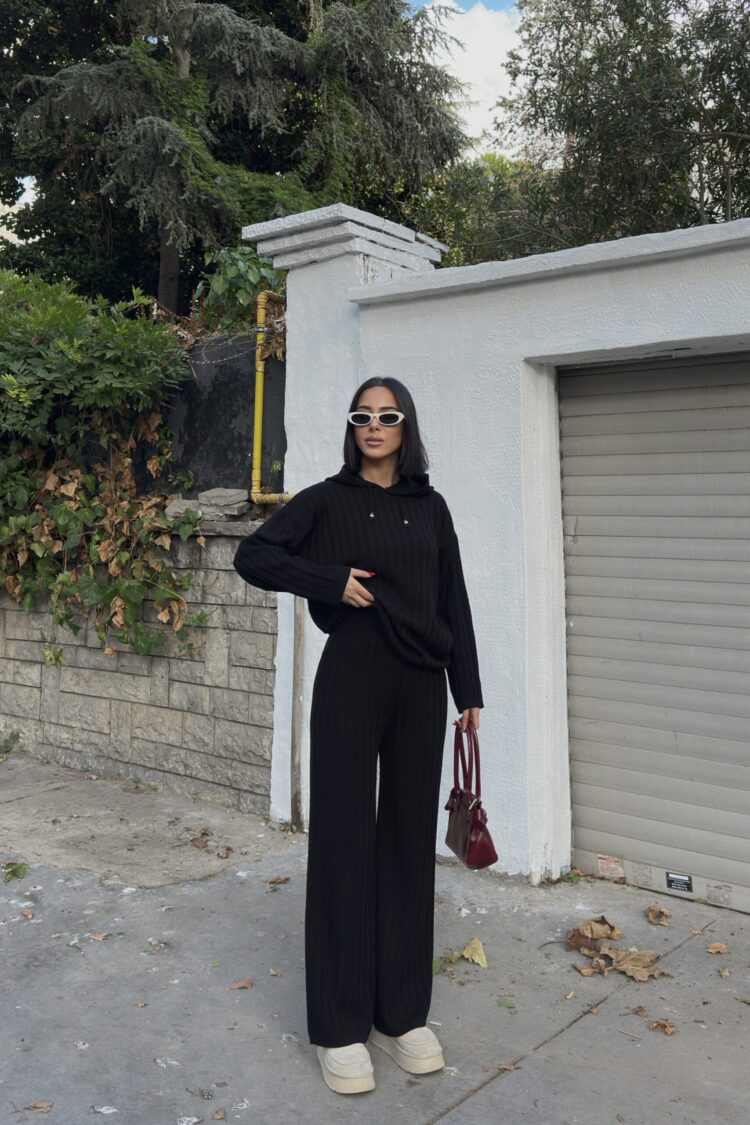Black Striped Oversized Fit Casual Suit