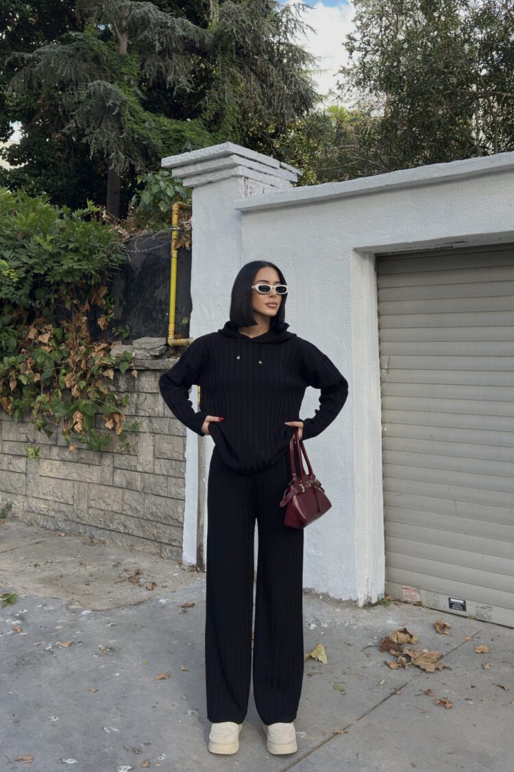 Black Striped Oversized Fit Casual Suit