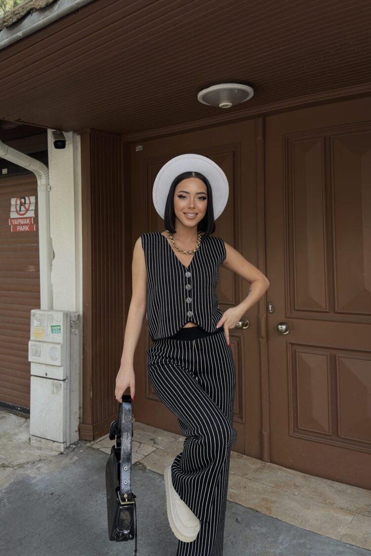 Striped Sleeveless Palazzo Suit