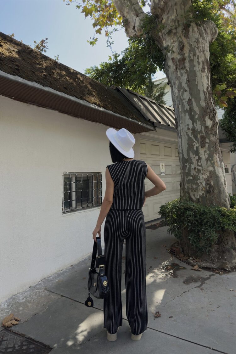 Striped Sleeveless Palazzo Suit