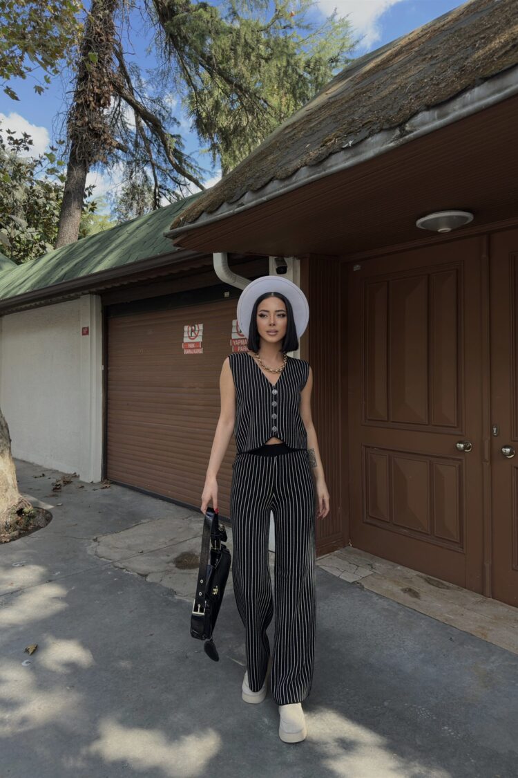Striped Sleeveless Palazzo Suit