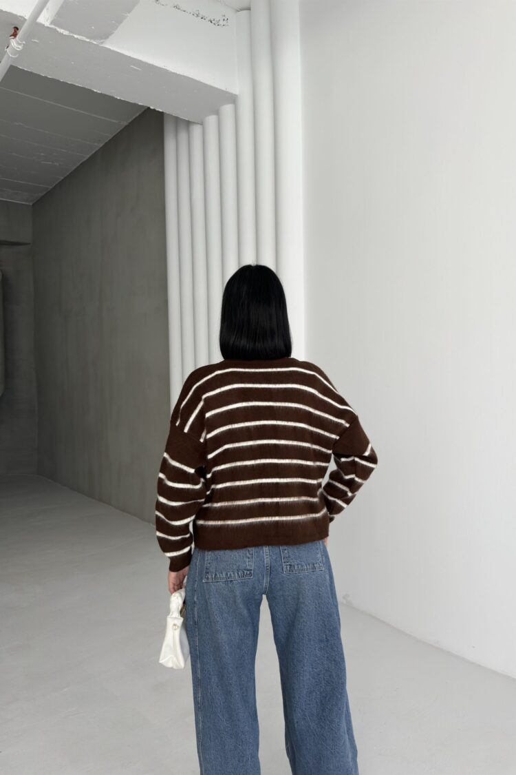 Striped Casual Cardigan With Flap Pockets