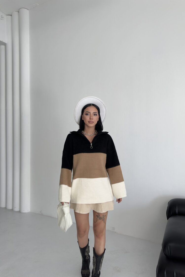 Oversized Fit Polo Neck Sweater