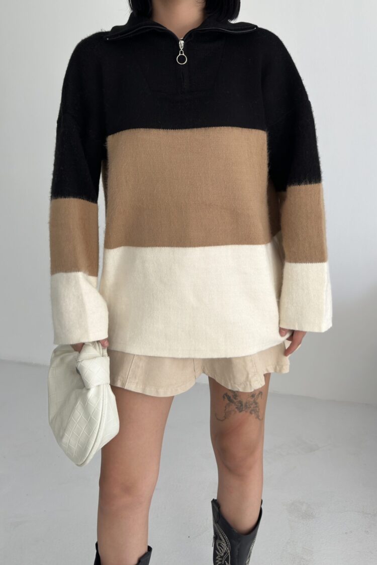 Oversized Fit Polo Neck Sweater
