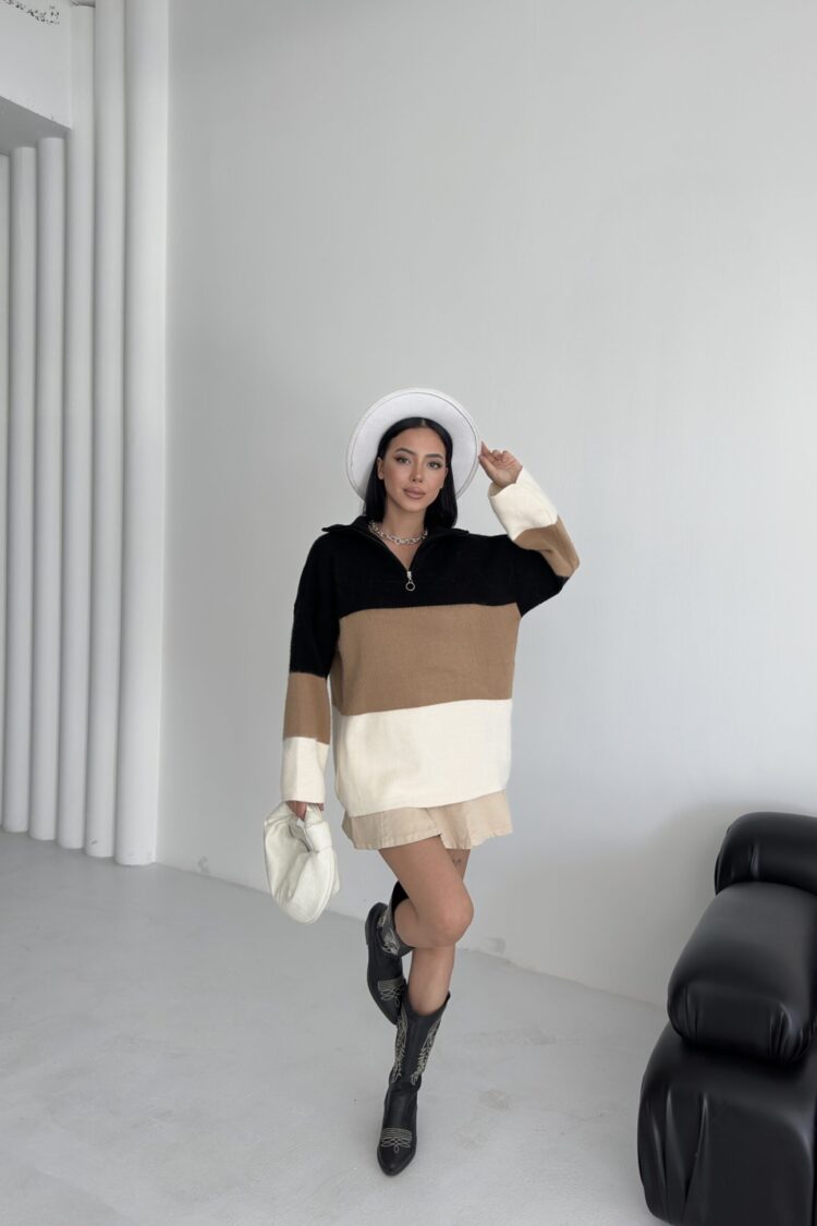 Oversized Fit Polo Neck Sweater