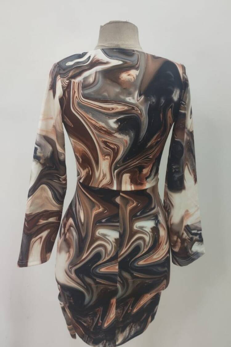 Beige Sexy Casual Elegant Glam Formal Wrap Dress