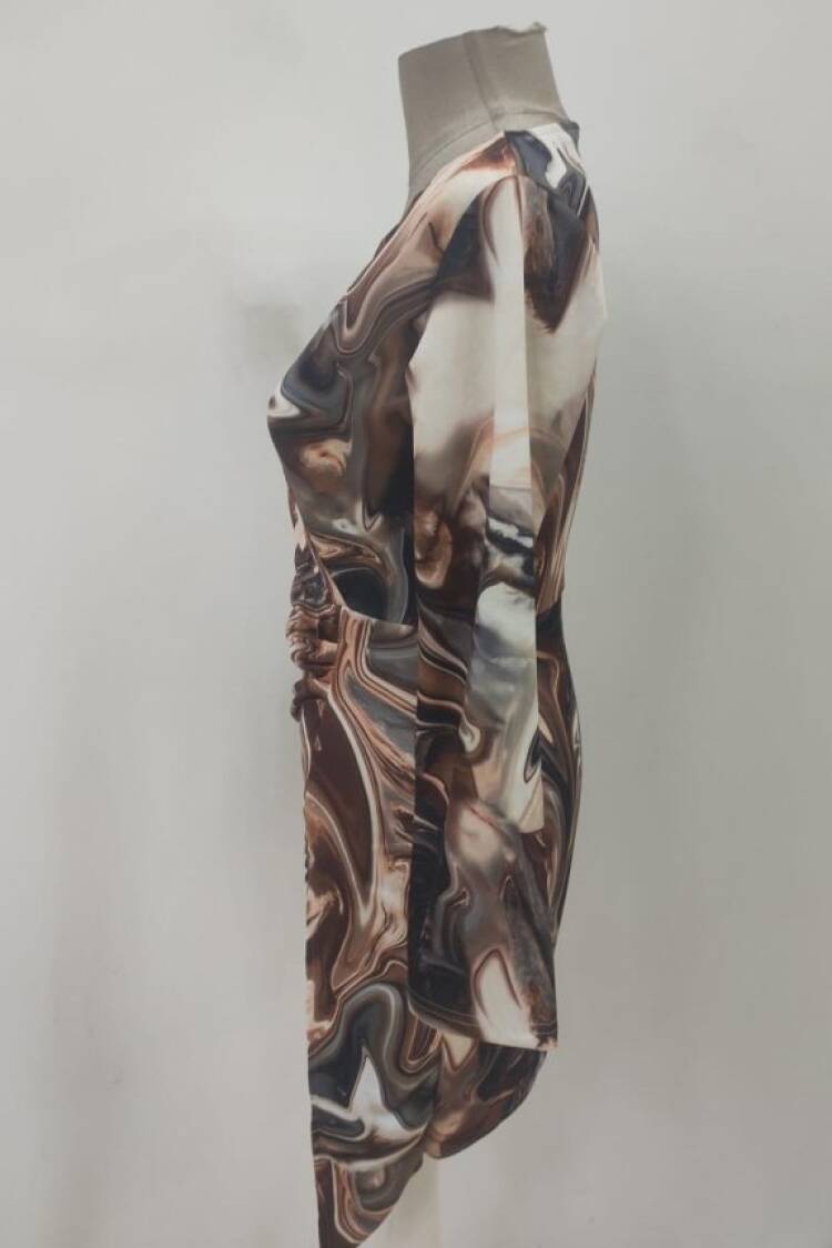 Beige Sexy Casual Elegant Glam Formal Wrap Dress