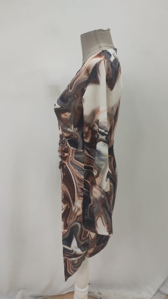 Beige Sexy Casual Elegant Glam Formal Wrap Dress