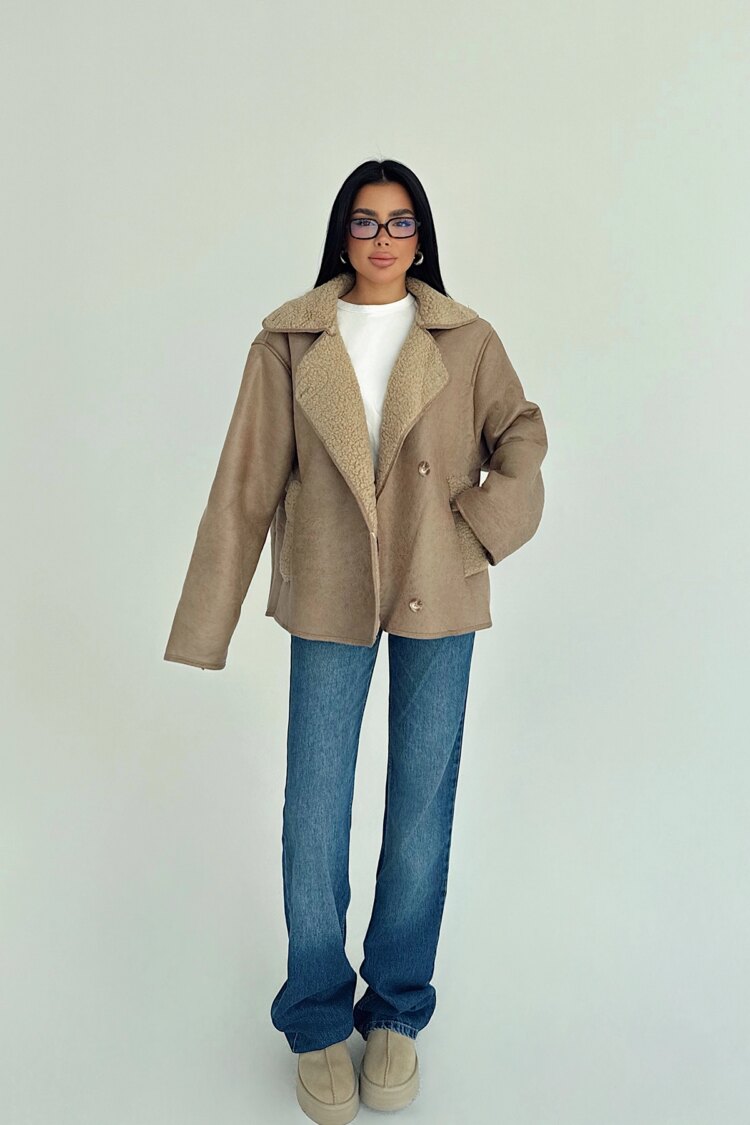 Beige Casual Vintage Jacket