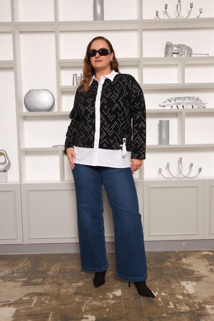 Black Plus Size Casual Blouse