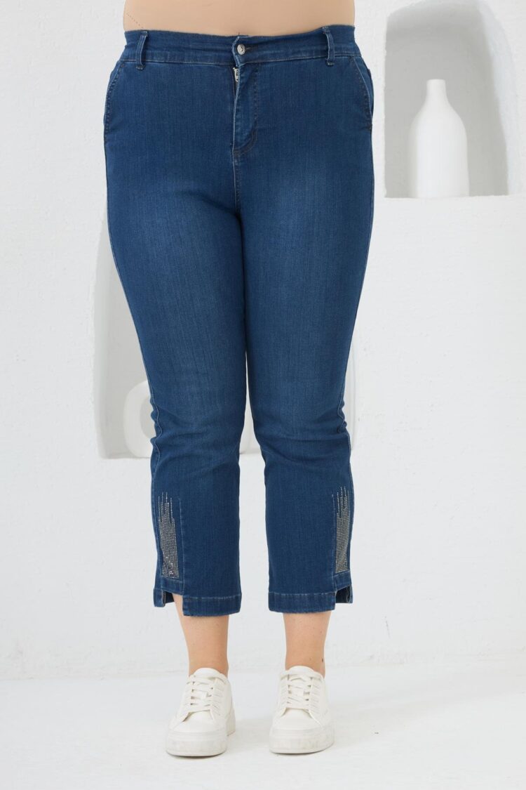 Blue Casual Plus Size Jeans Mid Waist Cropped - Brand: RMG - Women & Kids, Baby Clothes Wholesale - Globality Store