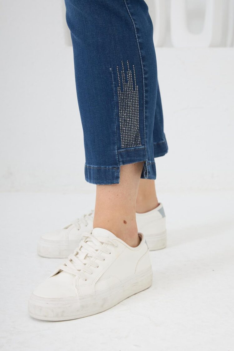 Blue Casual Plus Size Jeans Mid Waist Cropped