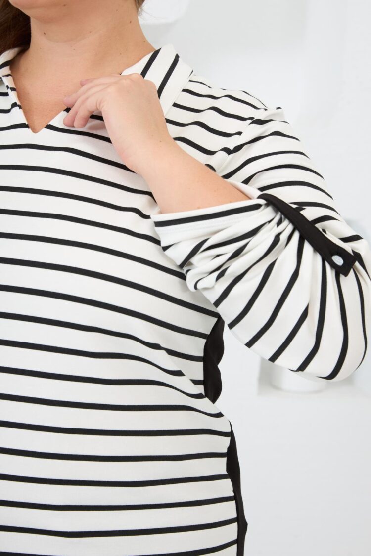 Black Plus Size Casual Sweatshirt With Striped & Color Block