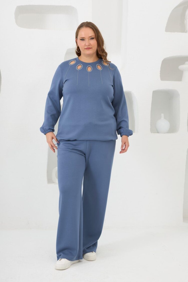 Blue Plus Size Casual Sweatshirt