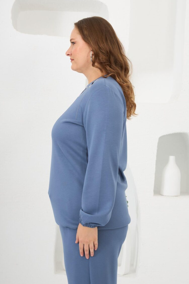 Blue Plus Size Casual Sweatshirt
