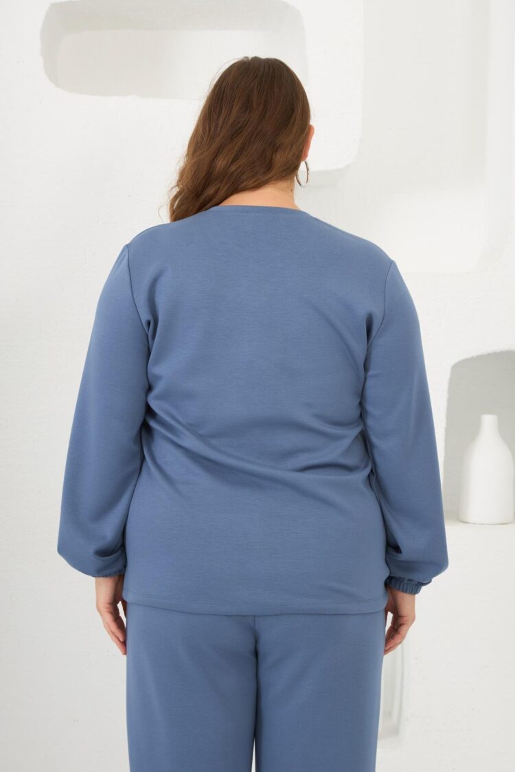 Blue Plus Size Casual Sweatshirt