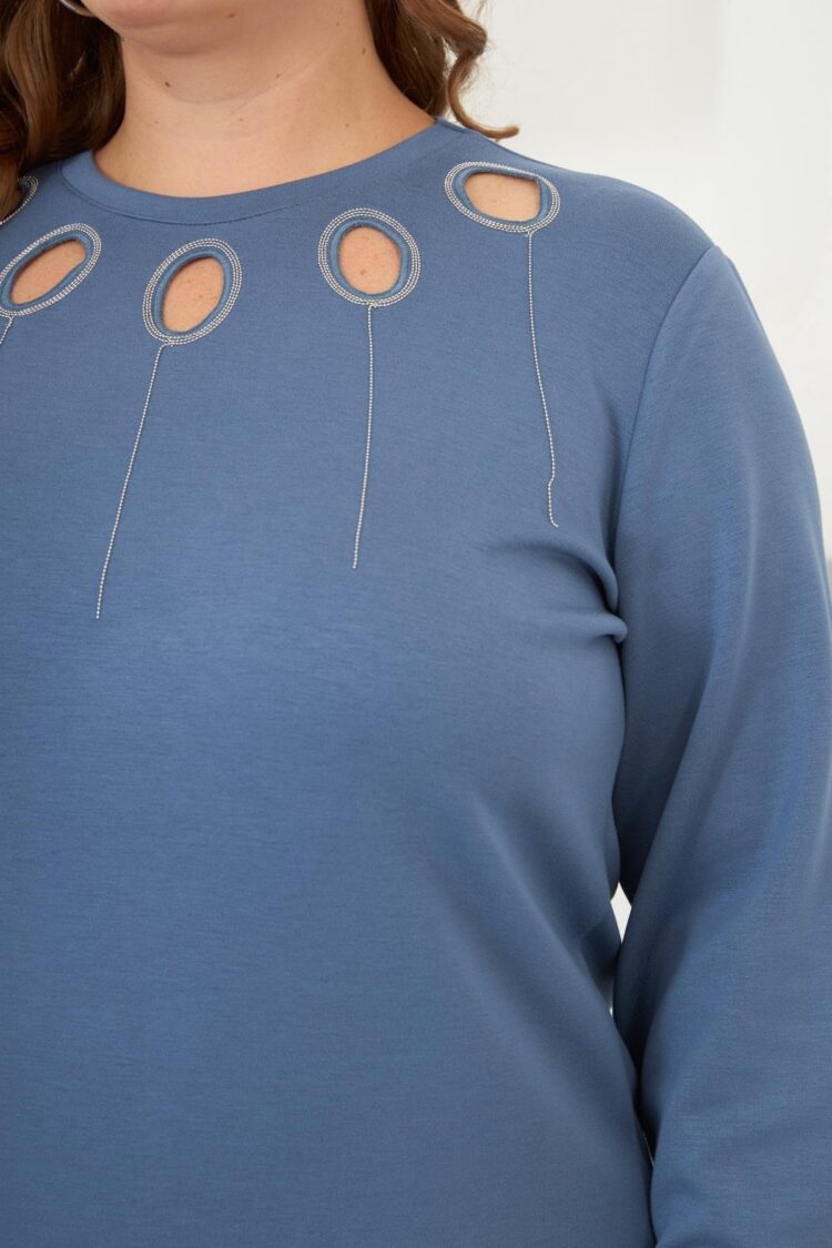 Blue Plus Size Casual Sweatshirt