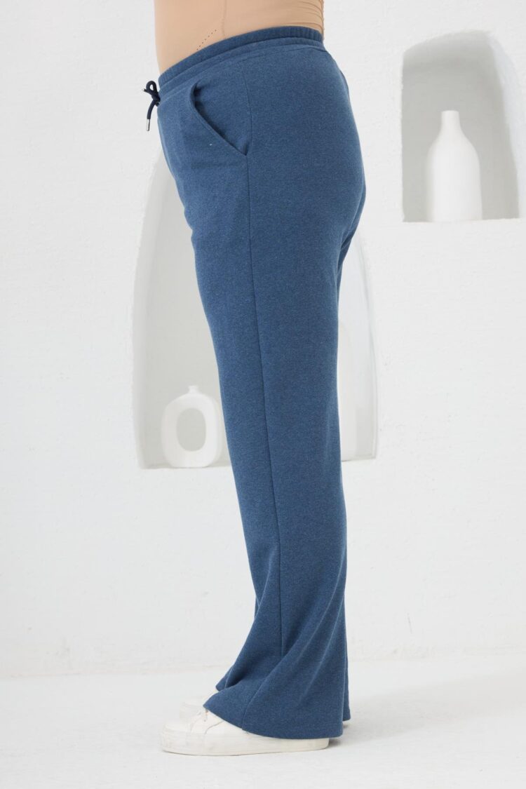 Blue Sweatpants Jogger With Wide Leg And Drawstring