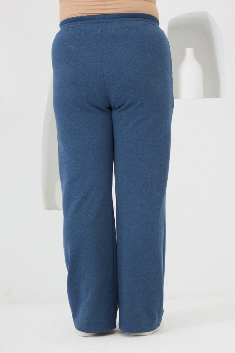Blue Sweatpants Jogger With Wide Leg And Drawstring