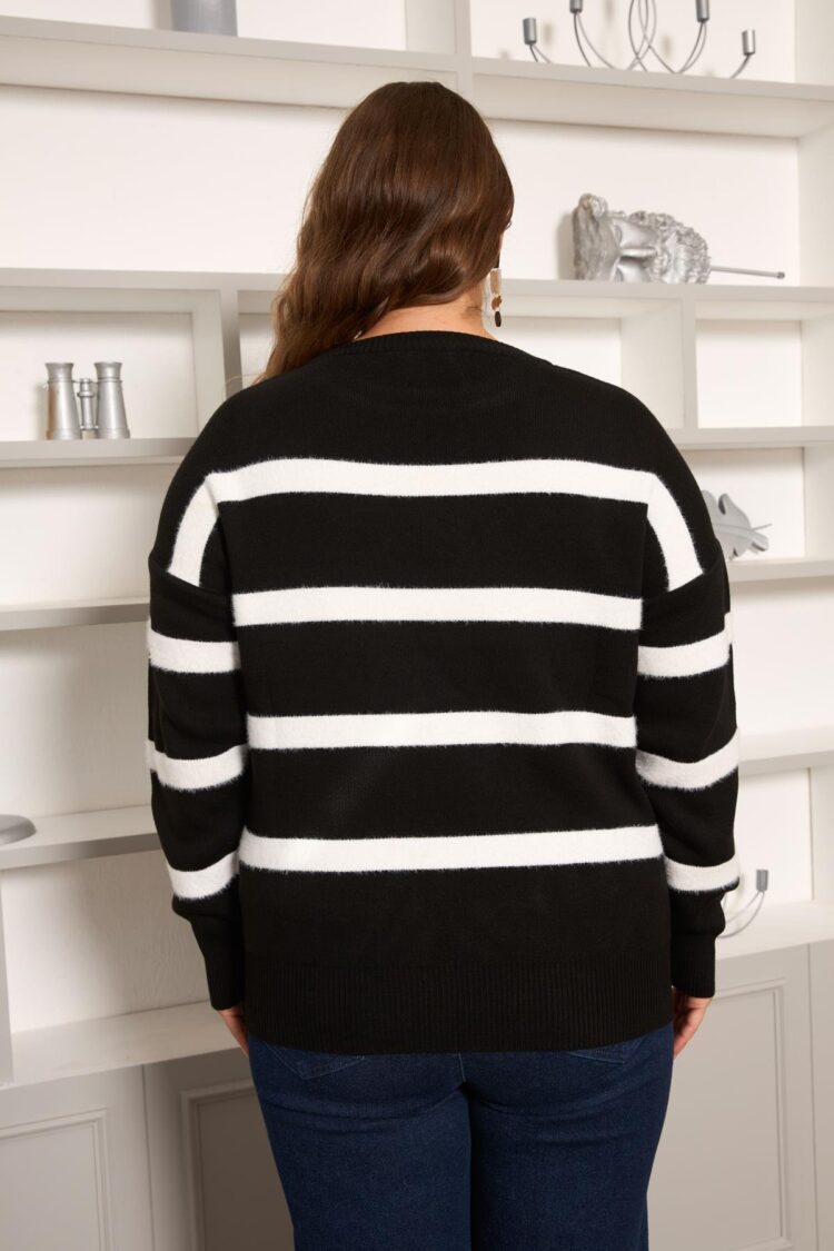Casual Plus Size Striped Sweater