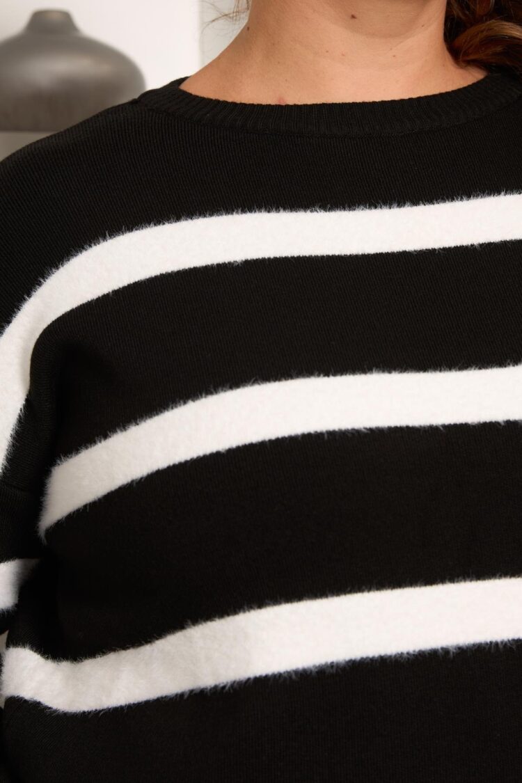 Casual Plus Size Striped Sweater