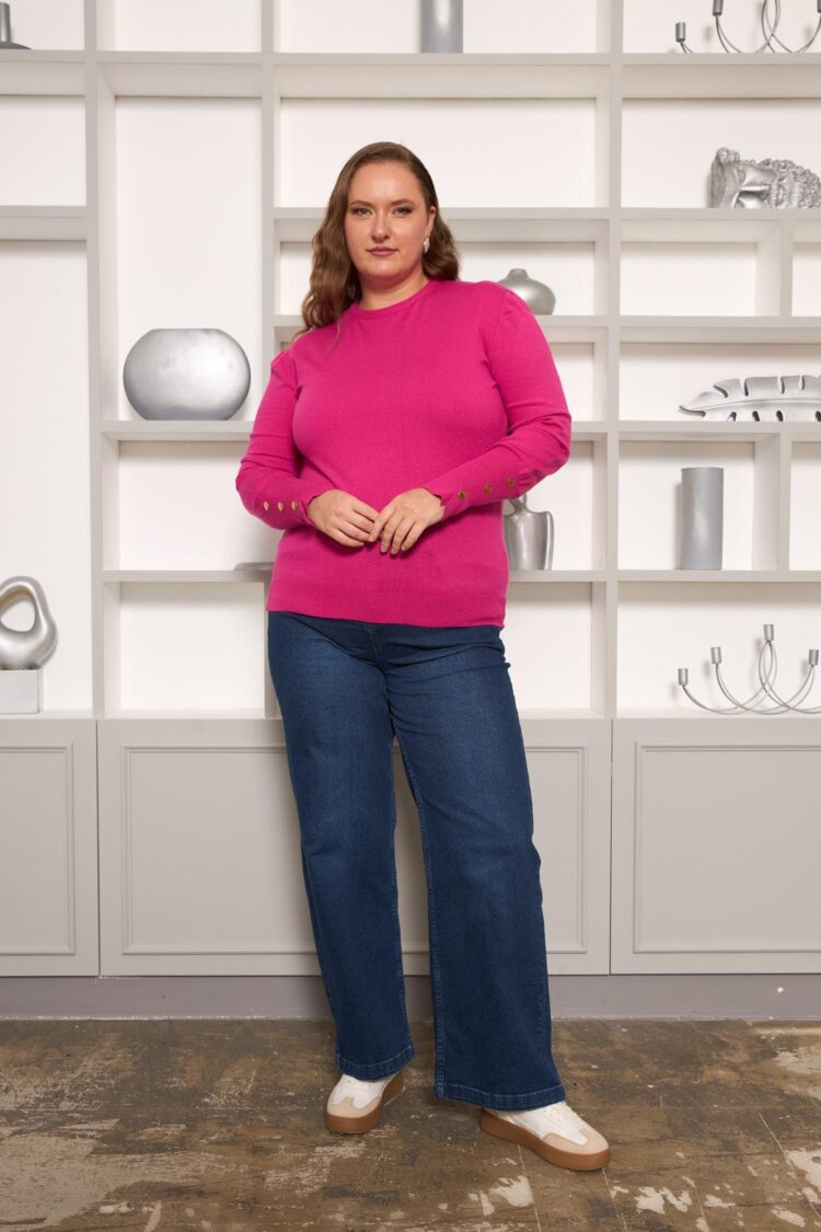 Plus Size Sweater - Casual Elegant Crew Neck
