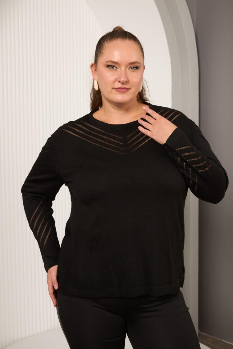 Plus Size Sweater With Striped Design - Brand: RMG - Women & Kids, Baby Clothes Wholesale - Globality Store