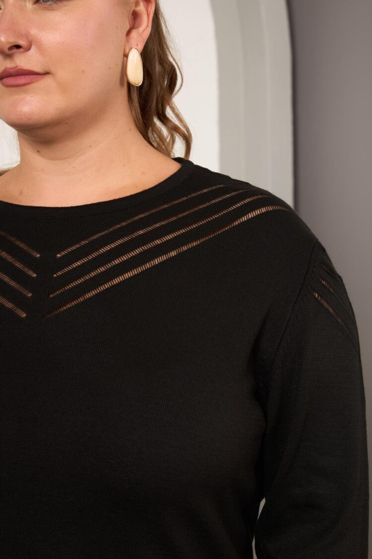 Plus Size Sweater With Striped Design