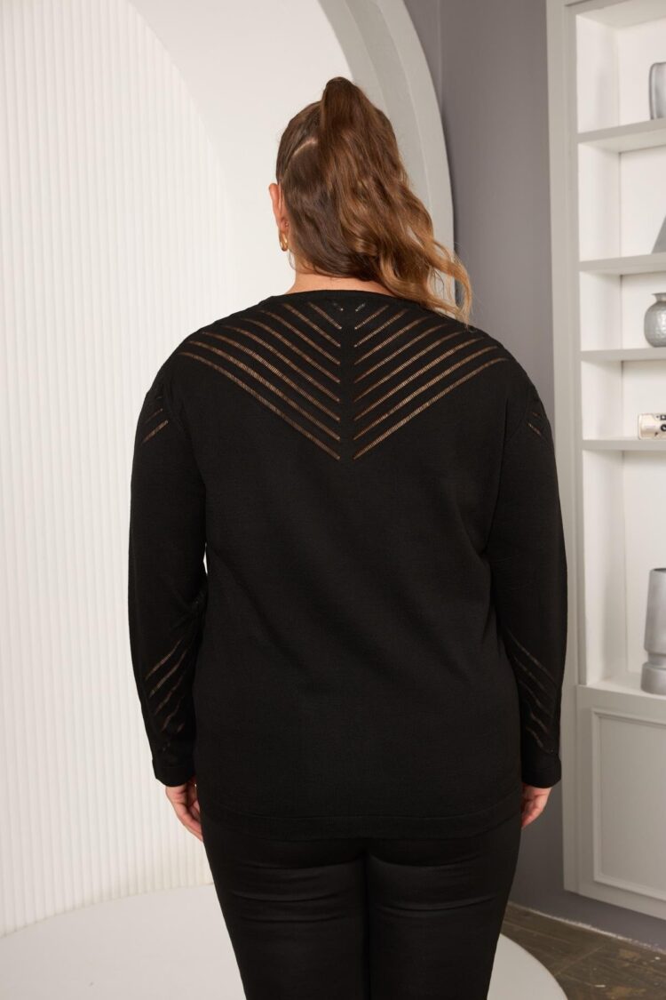 Plus Size Sweater With Striped Design