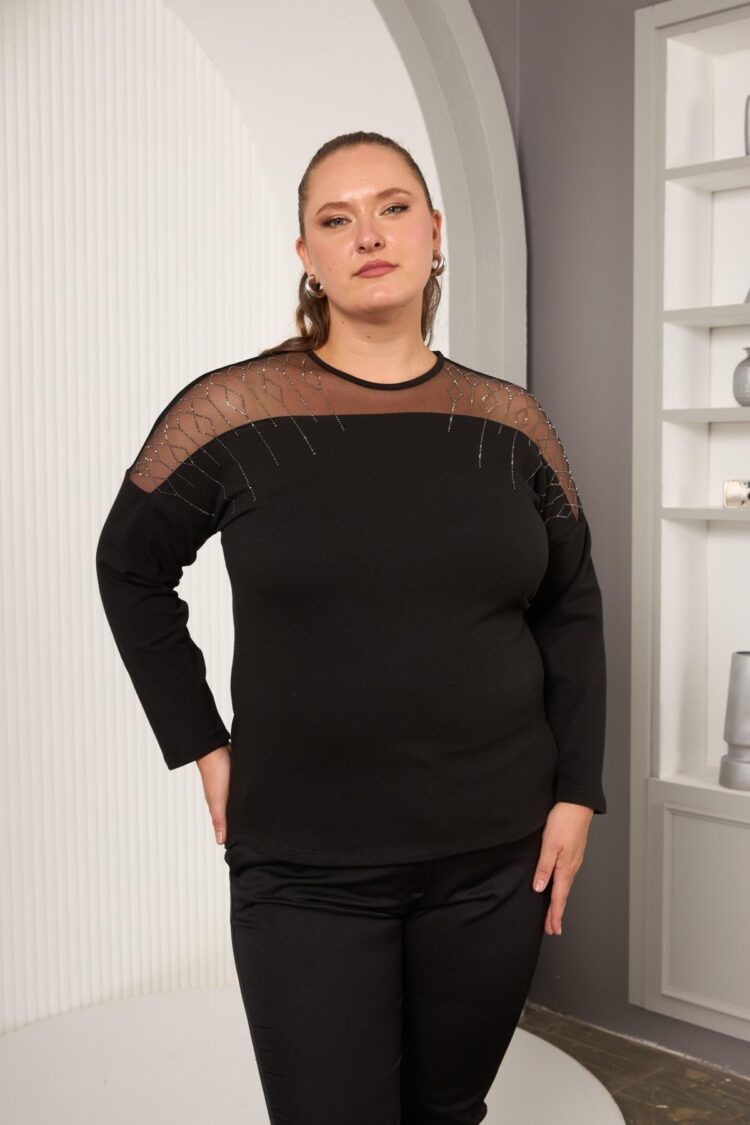 Black Glam Plus Size Fitted Blouse - Brand: RMG - Women & Kids, Baby Clothes Wholesale - Globality Store