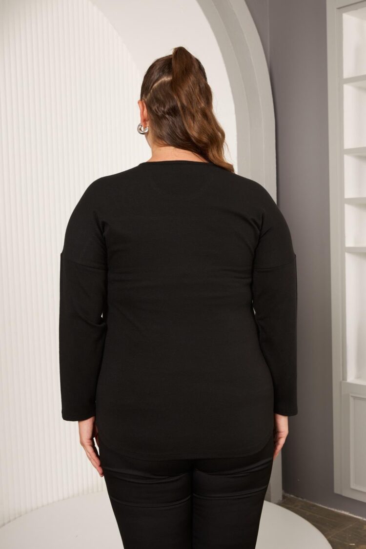Black Glam Plus Size Fitted Blouse