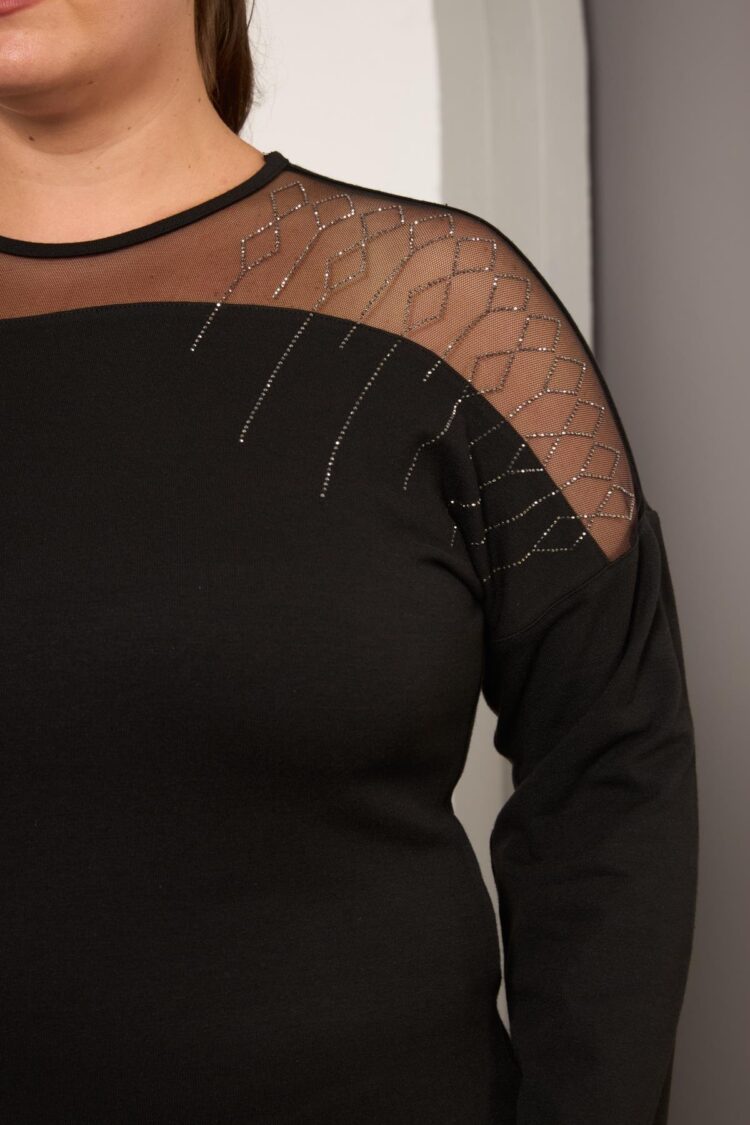 Black Glam Plus Size Fitted Blouse