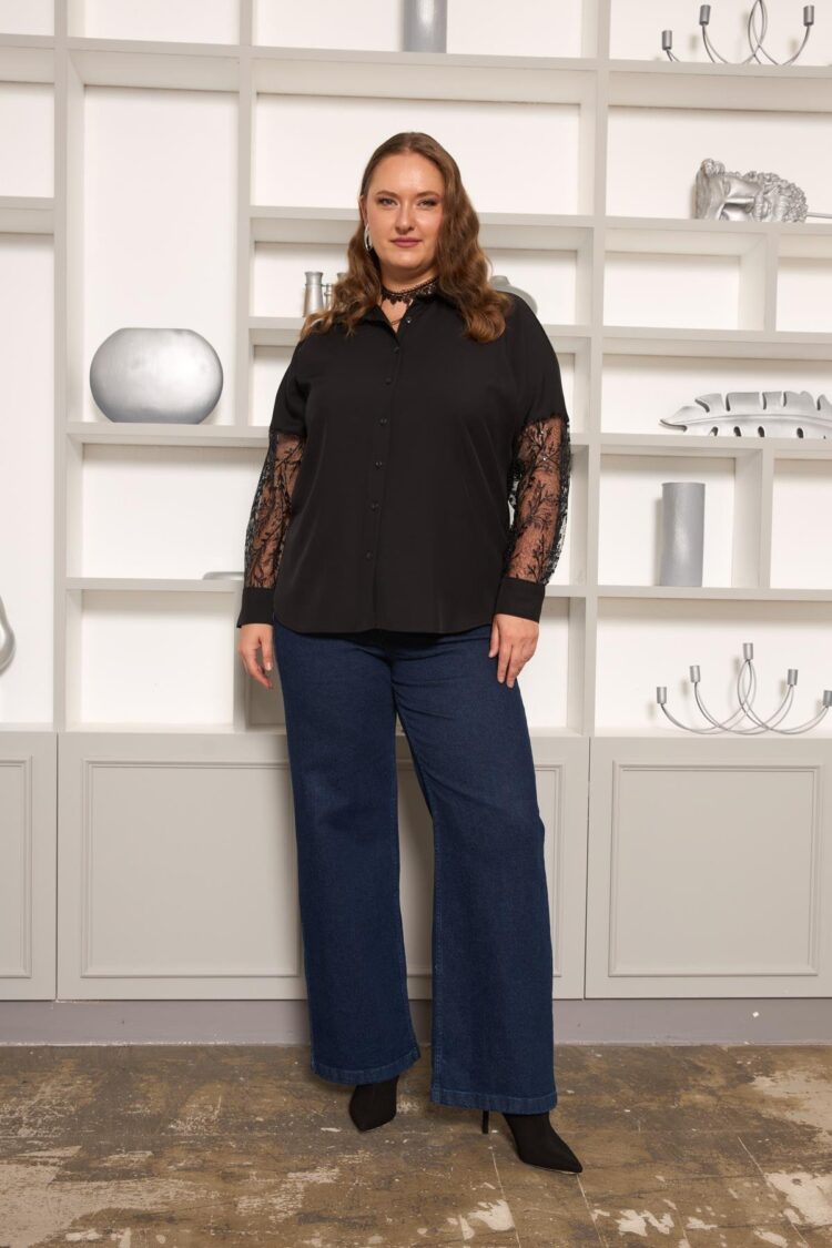 Black Elegant Plus Size Shirt
