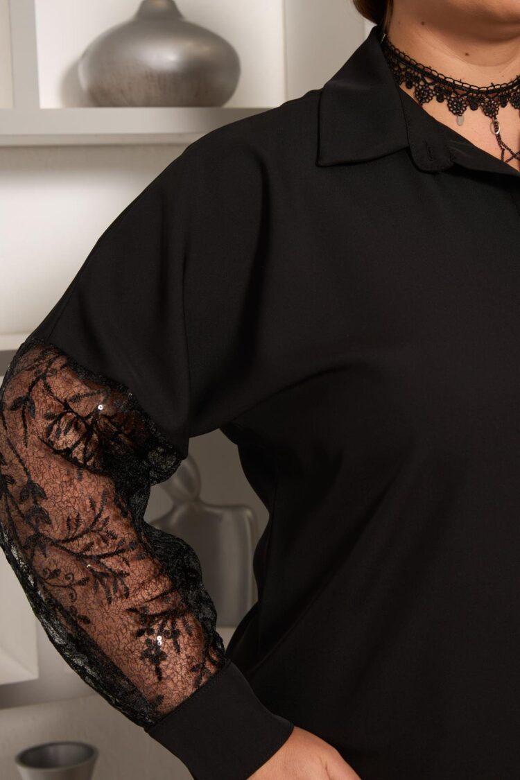 Black Elegant Plus Size Shirt