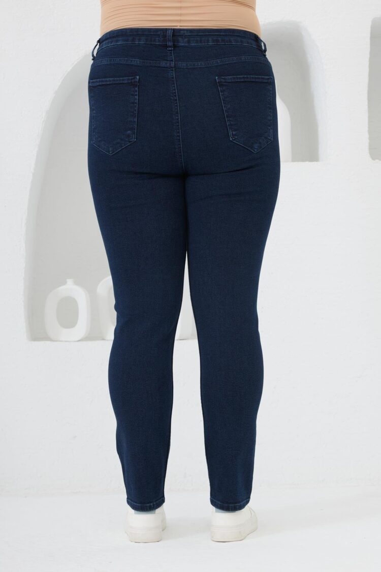 Blue Plus Size Mom Jeans With Skinny Leg