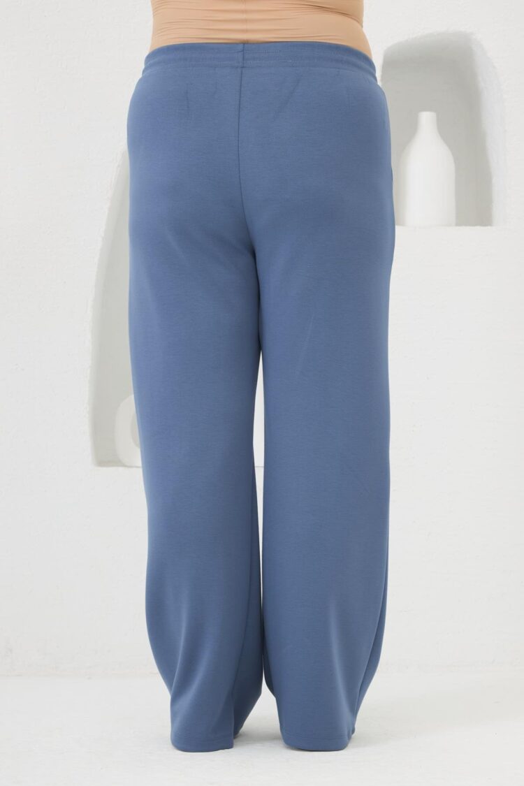 Blue Sweatpants Jogger With Wide Leg And Drawstring