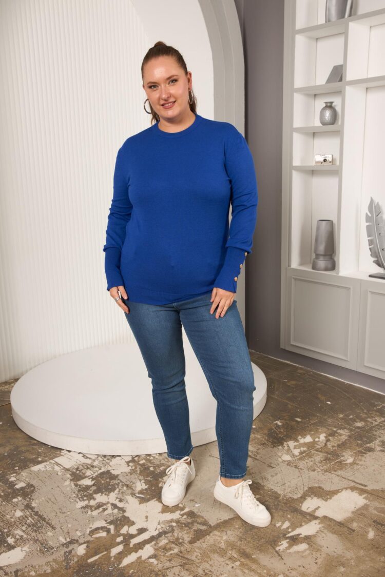 Blue Plus Size Casual Sweater