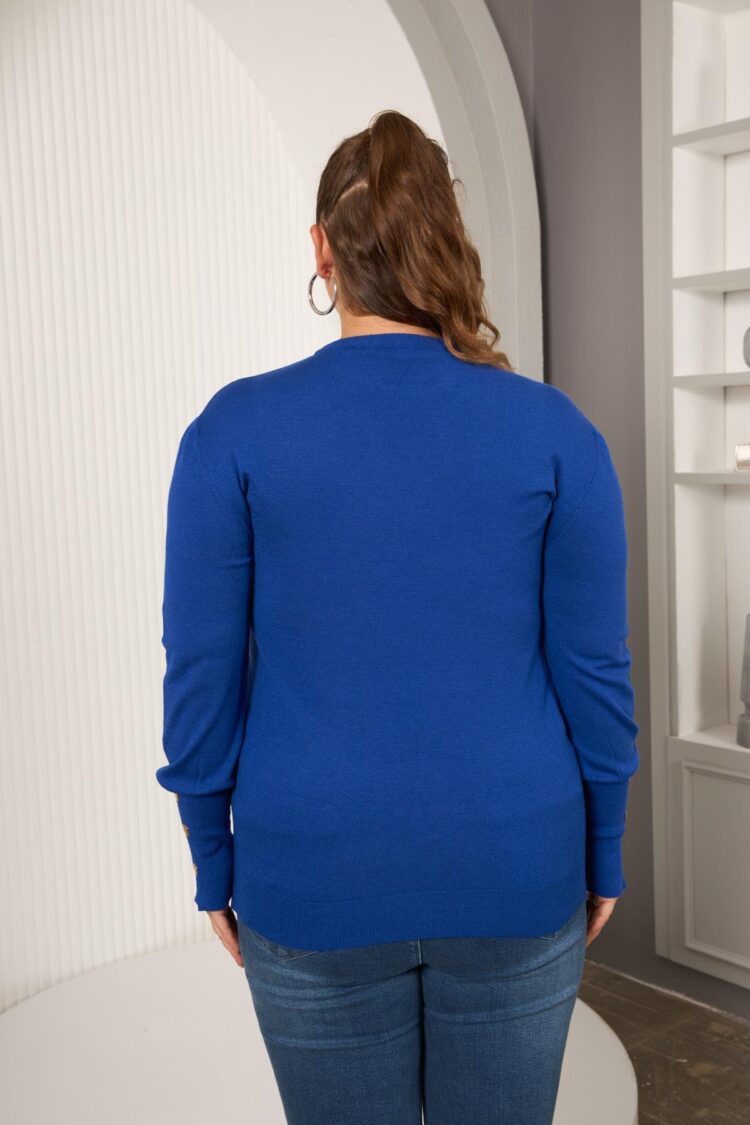 Blue Plus Size Casual Sweater