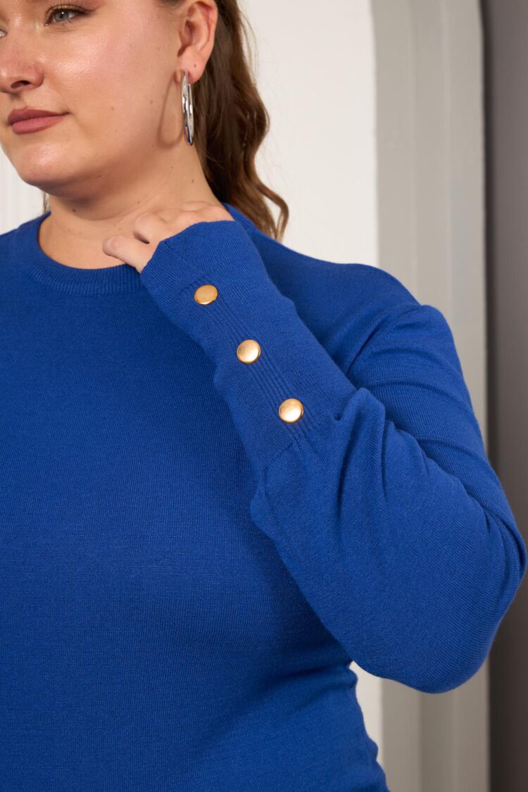 Blue Plus Size Casual Sweater