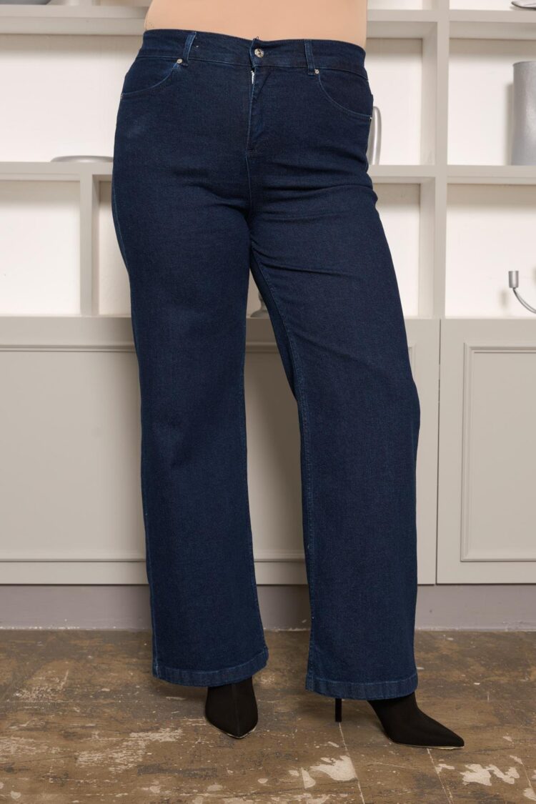 Blue Plus Size Casual Mom Jeans High Waist