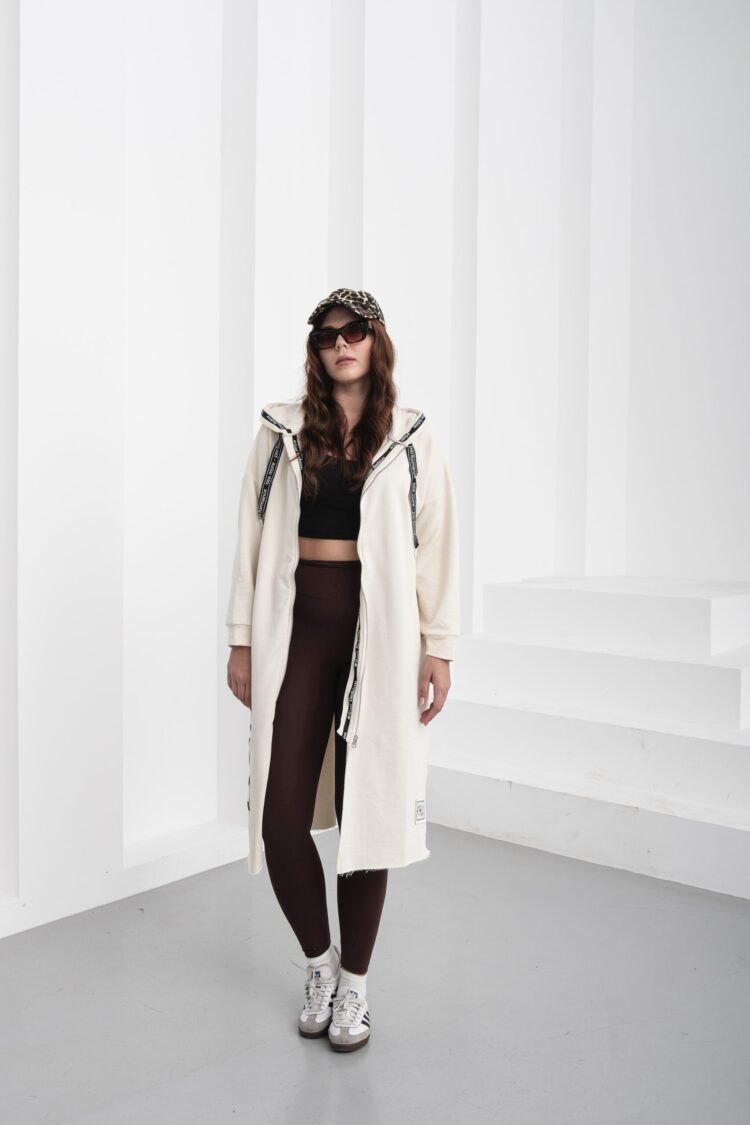 Beige Oversized Fit Hoodie Sweatshirt
