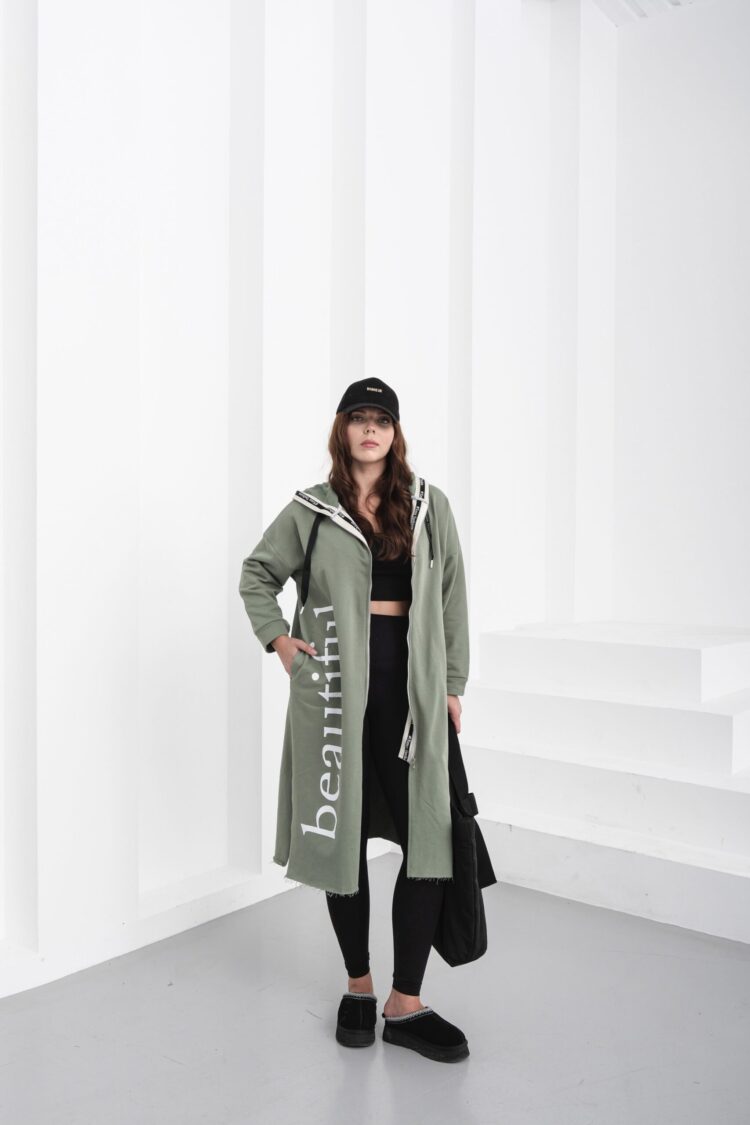 Green Oversized Hooded Neck Sweatshirt