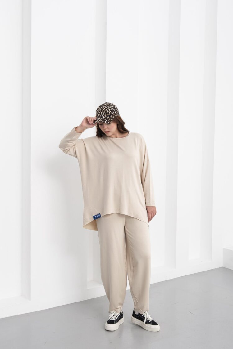 Beige Tracksuit Oversized Fit Long Sleeve Jogger - Brand: See More - Women & Kids, Baby Clothes Wholesale - Globality Store