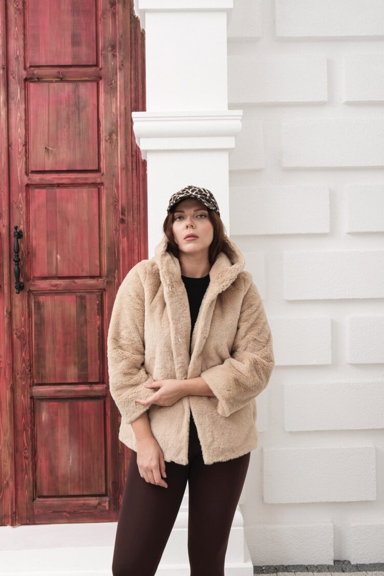 Beige Fur Hooded Coat With Snap Closure - Brand: See More - Women & Kids, Baby Clothes Wholesale - Globality Store