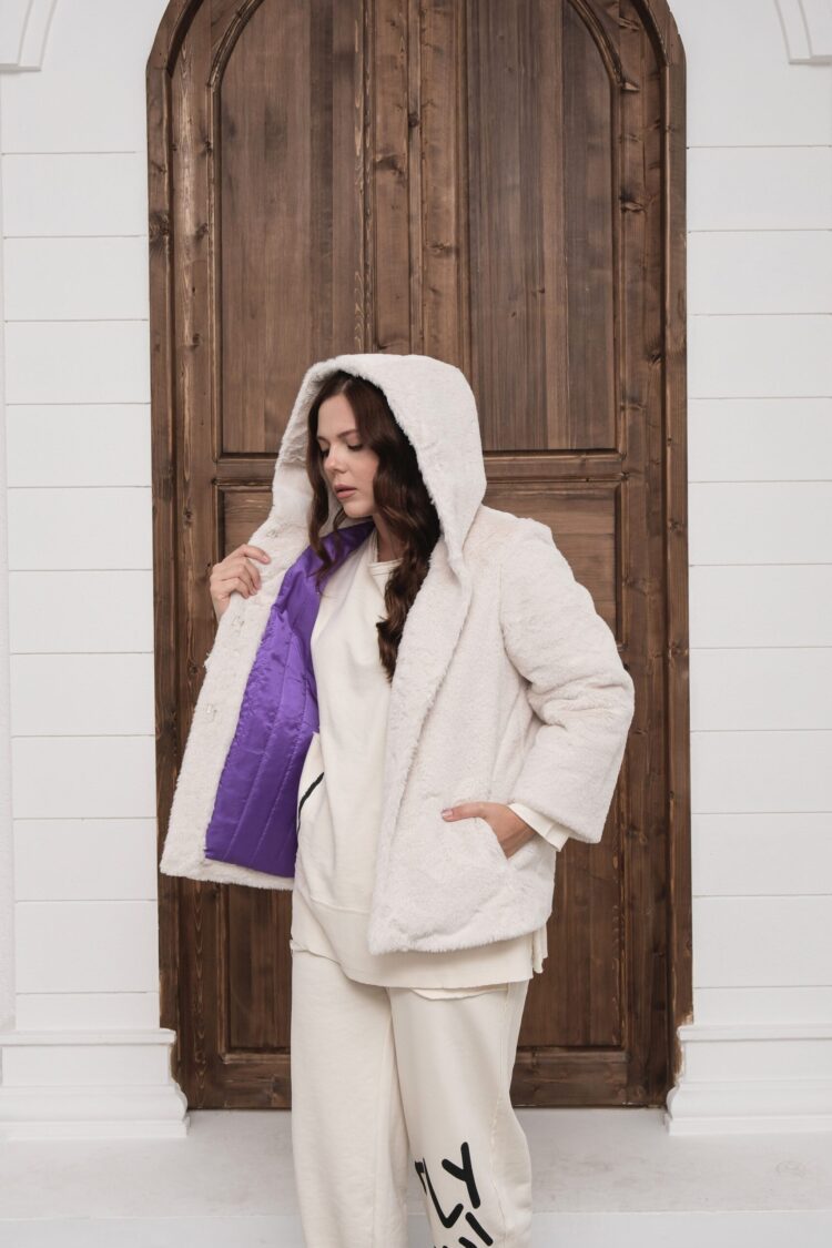 Teddy Hooded Coat With Snap Closure