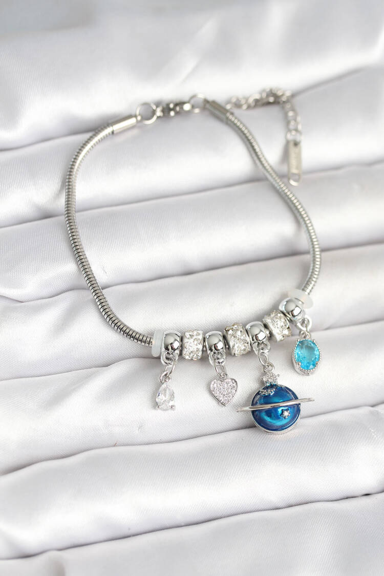 Brass Silver Color World Charm Women's Bracelet - Brand: Ebijuteri - Women & Kids, Baby Clothes Wholesale - Globality Store