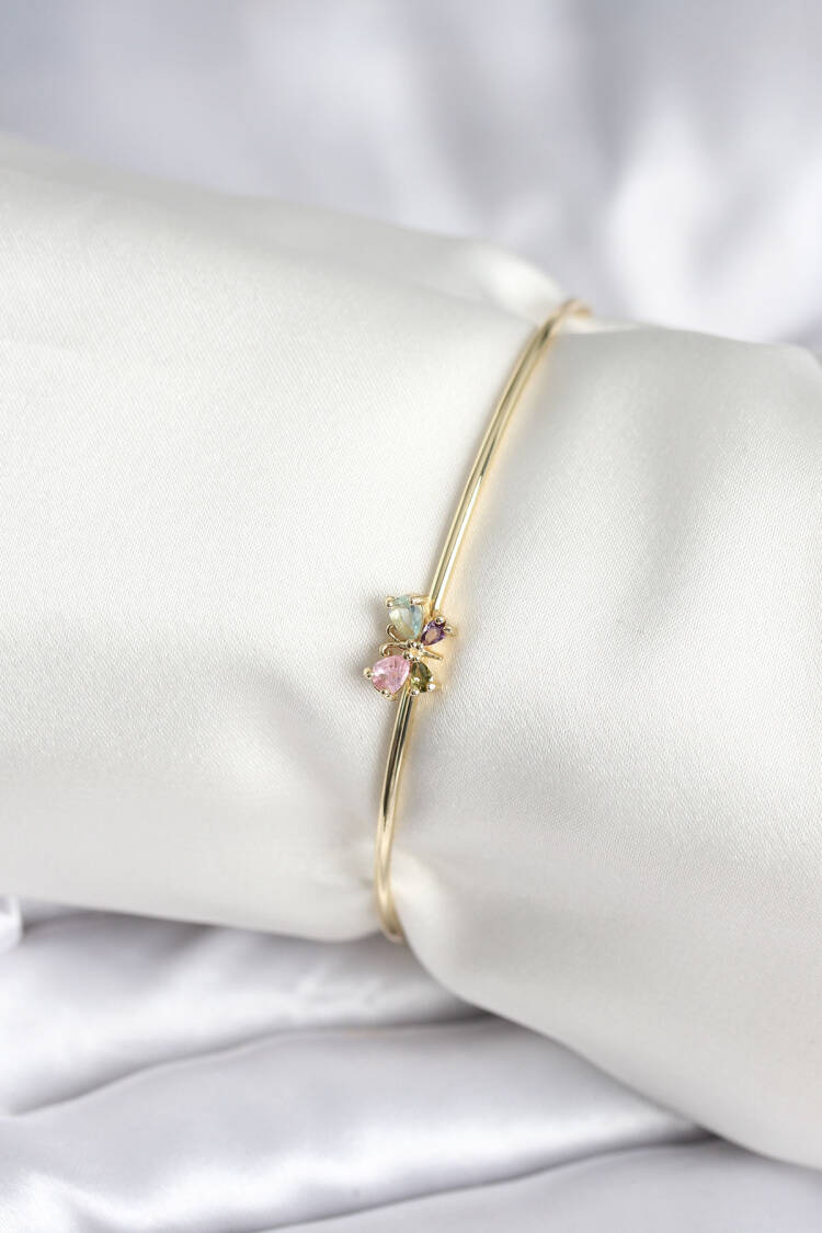 Colorful Butterfly Figure Gold Color Brass Women Bracelet - Brand: Ebijuteri - Women & Kids, Baby Clothes Wholesale - Globality Store