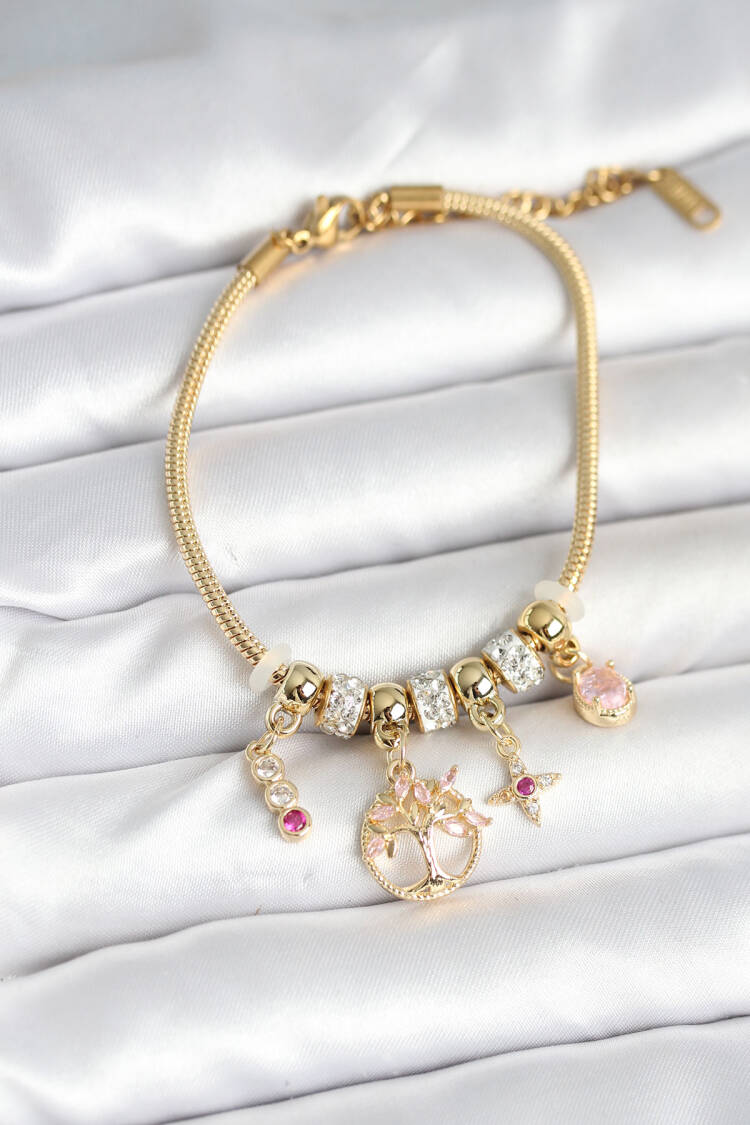 Brass Gold Color Life Tree Charm Women's Bracelet - Brand: Ebijuteri - Women & Kids, Baby Clothes Wholesale - Globality Store
