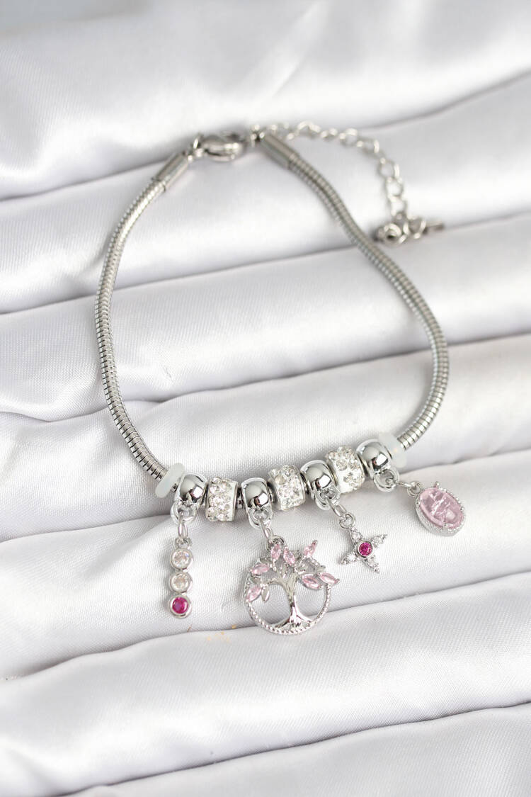 Brass Silver Color Life Tree Charm Women's Bracelet - Brand: Ebijuteri - Women & Kids, Baby Clothes Wholesale - Globality Store